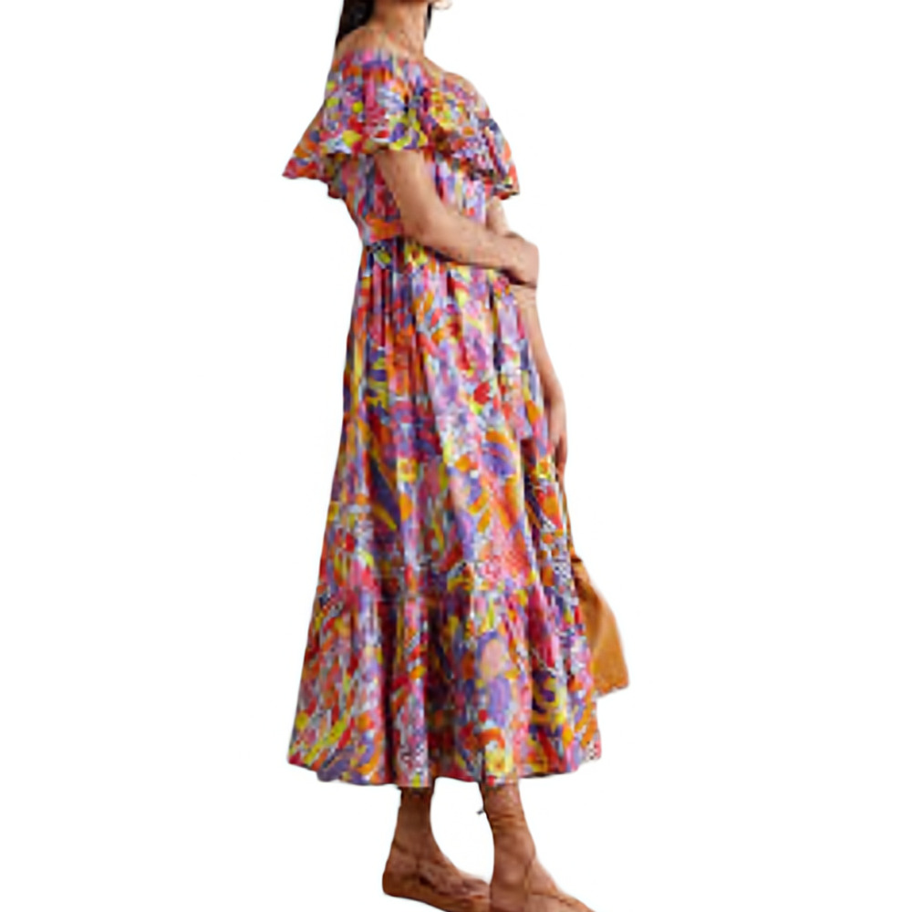 La Double J One Love Tiered Maxi Dress On Off Shoulder Floral Maximalist M NWT